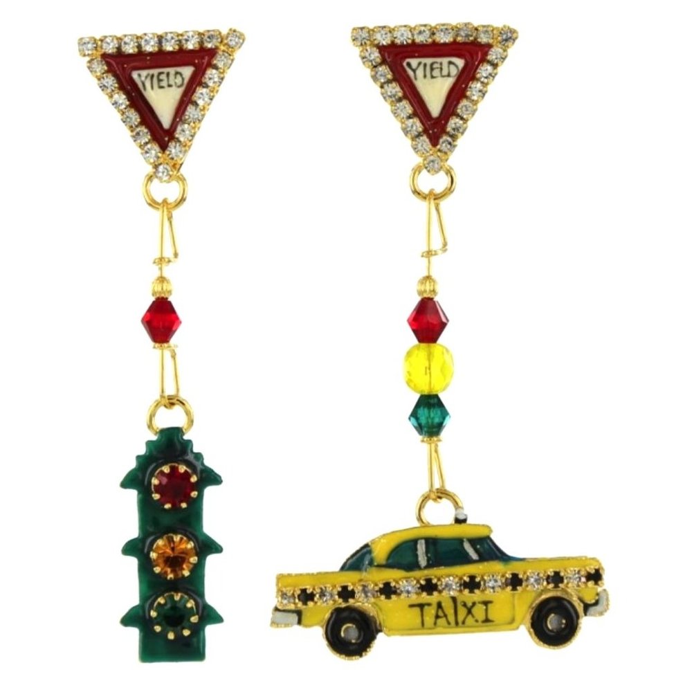 Lunch at the Ritz Taxi Car Dangling Earrings Contemporary Jewelry
